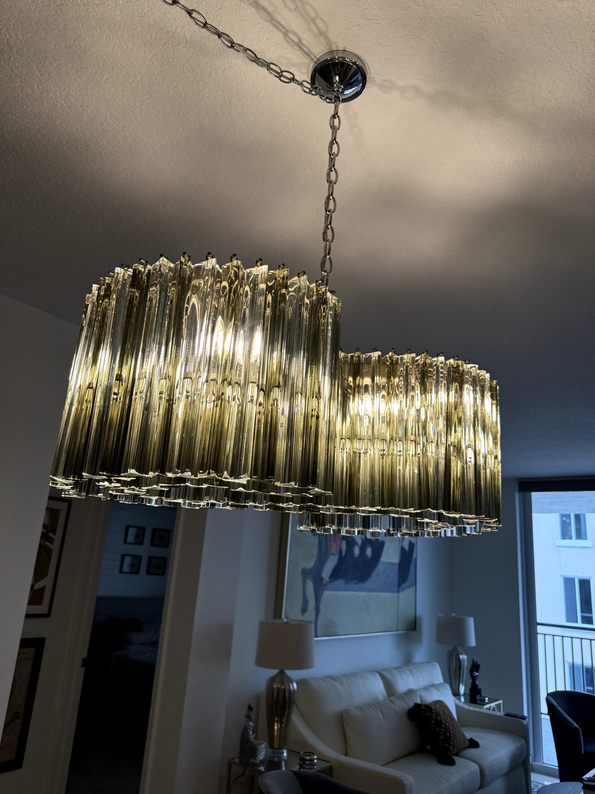 Crystal chandelier installation